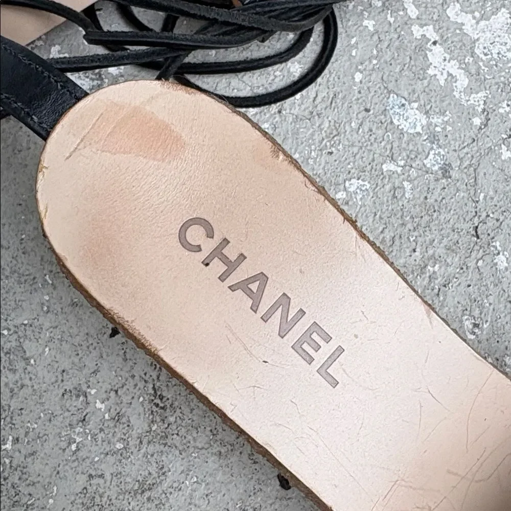 Chanel Woven Crepe Platform sandals